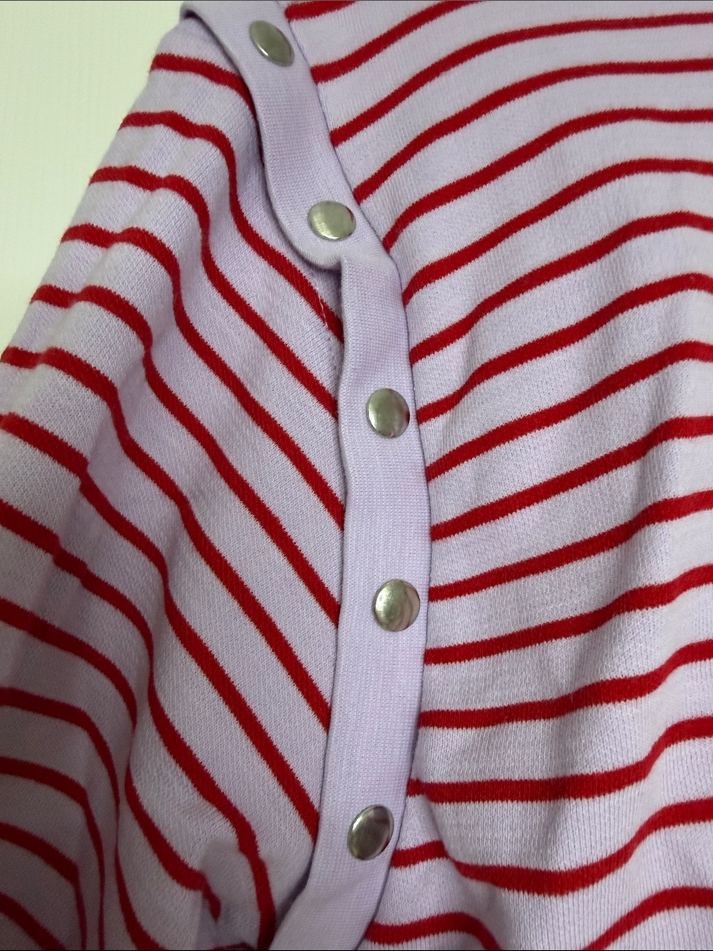 Maeve Lavender and Red Striped Long-Sleeve Top with Snap Details - Picture 3 of 9